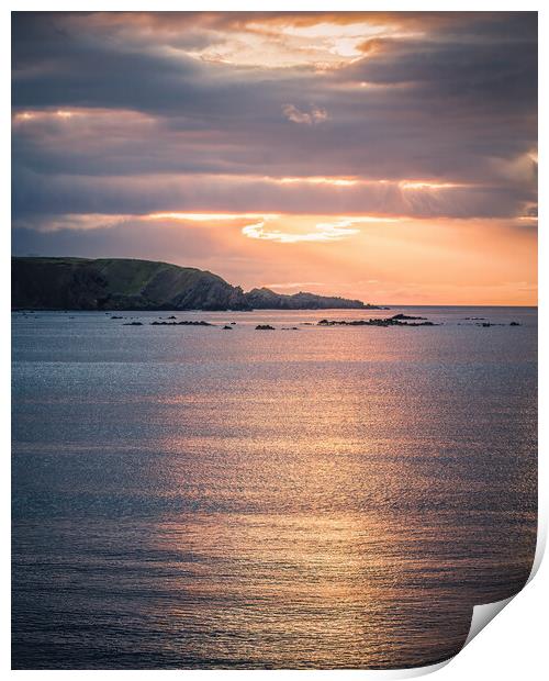 Golden Sunrise over Stonehaven Bay Print by DAVID FRANCIS