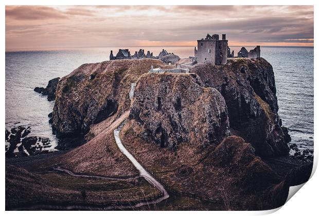Sunrise over Ancient Scottish Fortress Print by DAVID FRANCIS