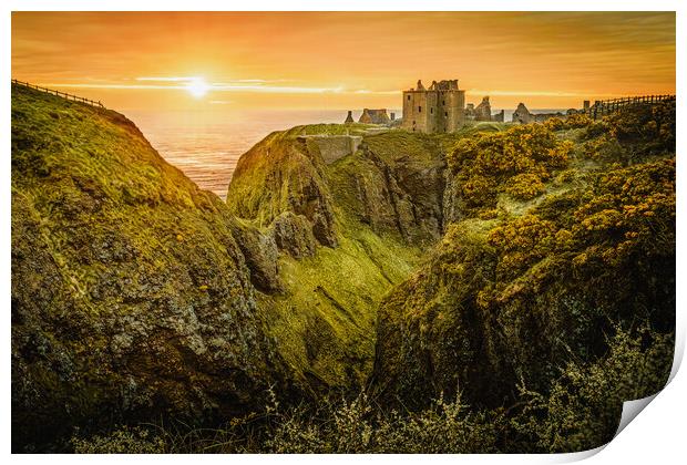 Sunrise at Dunnottar Castle in Stonehaven Scotland Print by DAVID FRANCIS