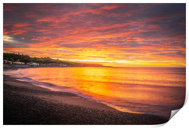 Colourful Sunrise over Stonehaven Bay in Scotland Print by DAVID FRANCIS