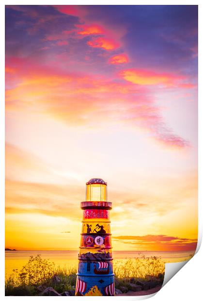  Colourful Sunrise over Stonehaven Bay in Scotland Print by DAVID FRANCIS