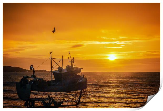 Sunrise at Stonehaven Bay Print by DAVID FRANCIS