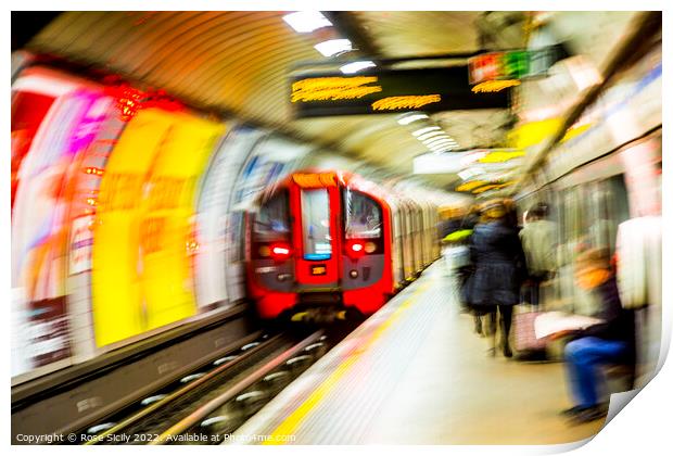 London underground tube train UK Print by Rose Sicily