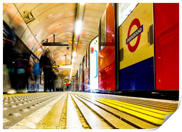 London underground tube train UK Print by Rose Sicily