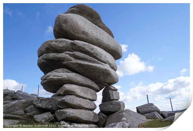 The Cheesewring on Bodmin Moor in Cornwall. Print by Gordon Scammell