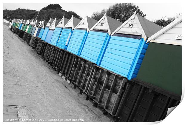 Vibrant Beach Huts, Bournemouth Print by Carnegie 42