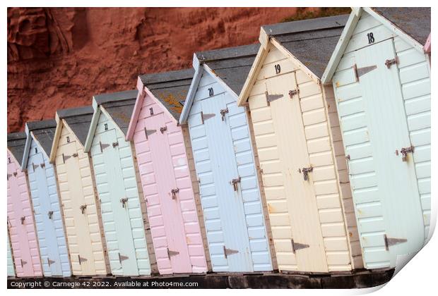 Enchanting Beach Huts of Exmouth Print by Carnegie 42