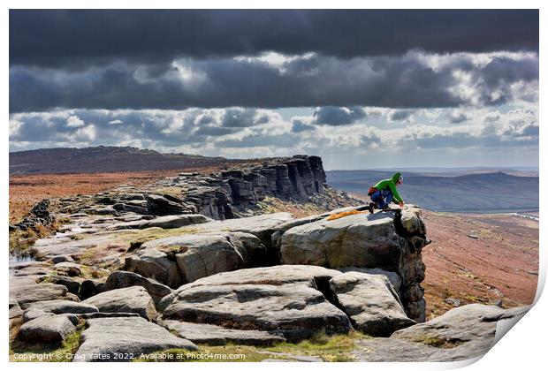 Stanage Edge Rock Climber Print by Craig Yates