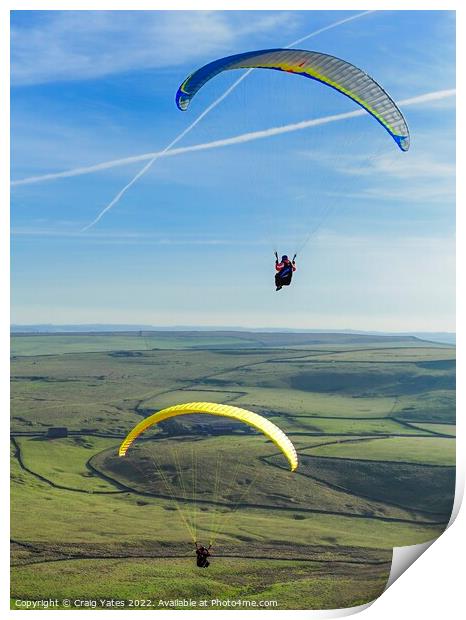 Paragliders on  Rushup Edge Peak District Print by Craig Yates