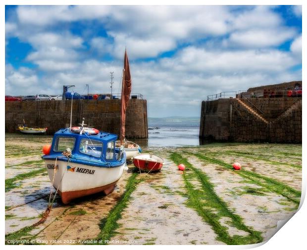 Mousehole Harbour Entrance Cornwall. Print by Craig Yates
