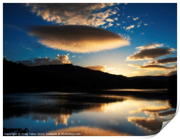 Lenticular Cloud Sunset Grasmere Lake District. Print by Craig Yates