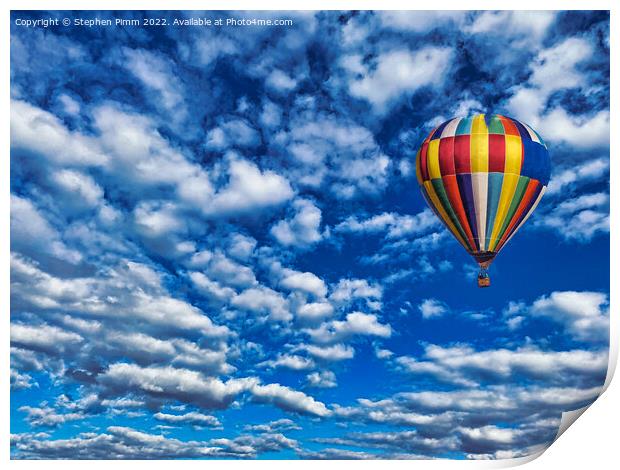 A colorful ballon flying in the sky Print by Stephen Pimm