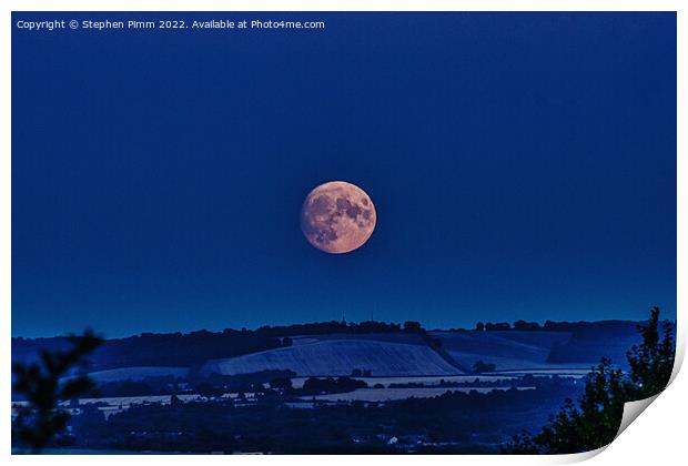 Moon Over the Chilterns  Print by Stephen Pimm