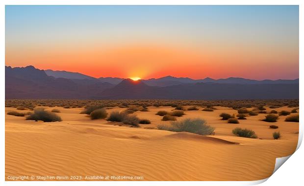 AI Desert Sunset Print by Stephen Pimm