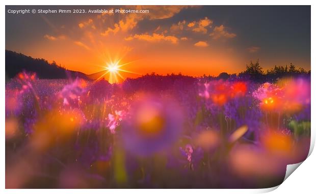 Flower Meadow Sunrise Print by Stephen Pimm