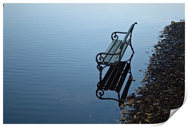 bench on water Print by Ciobanu Razvan