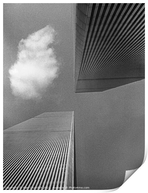 Twin Towers and cloud, New York, 1980 Print by Alan Crumlish