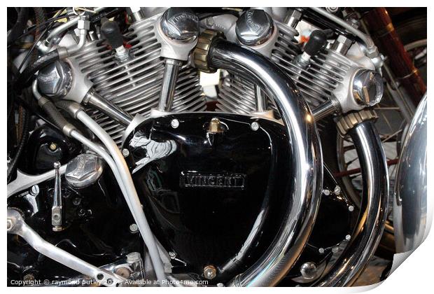 1955 Vincent Black Shadow Series D Engine. Print by Ray Putley