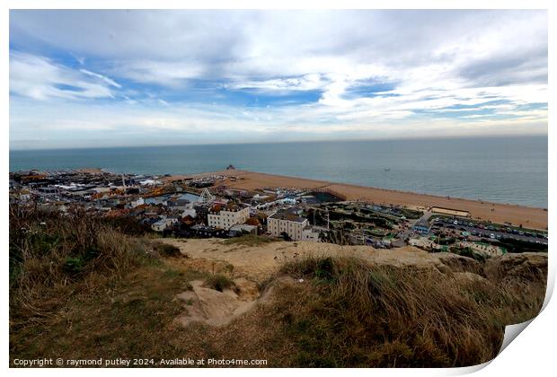 Hastings Seafront - Cliff View Print by Ray Putley
