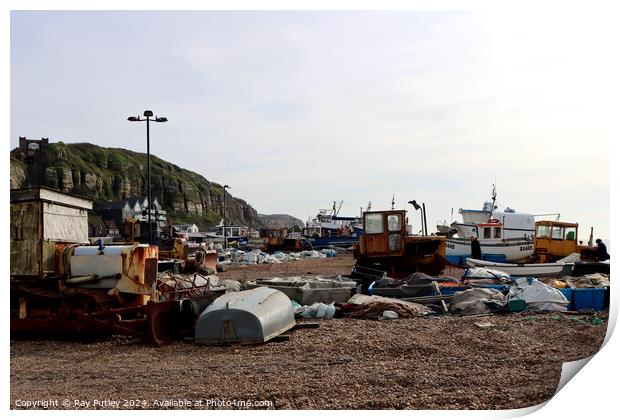 Fishing Boats - Hastings Print by Ray Putley