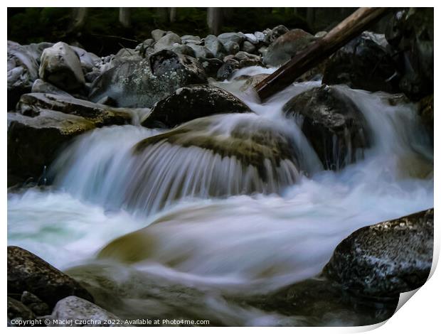 Water Rushing Over Boulders Print by Maciej Czuchra