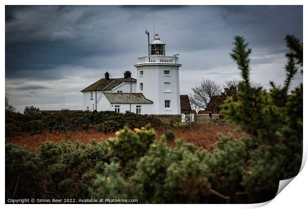 Overstrand Lighthouse Norfolk Print by Simon Beer