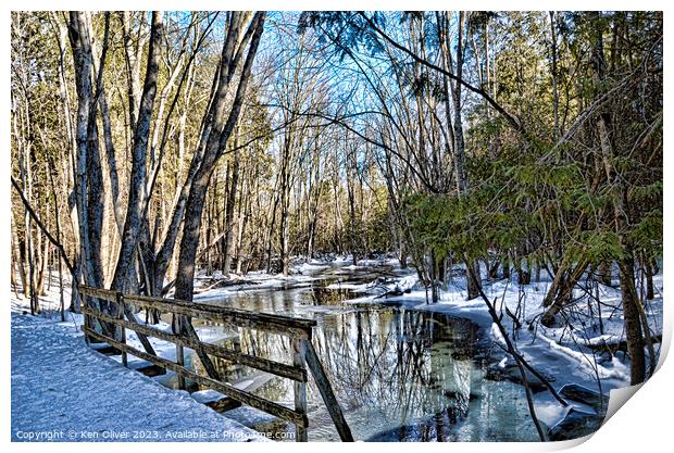 Serene Winter Reflections Print by Ken Oliver