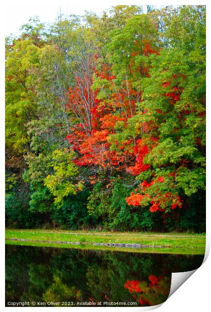 Autumn's Mirror in Jackson Park Print by Ken Oliver