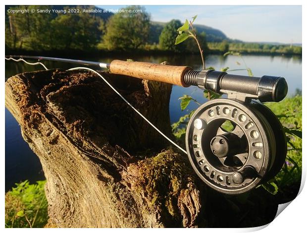 Serene Fly Fishing in Aberfeldy Print by Sandy Young