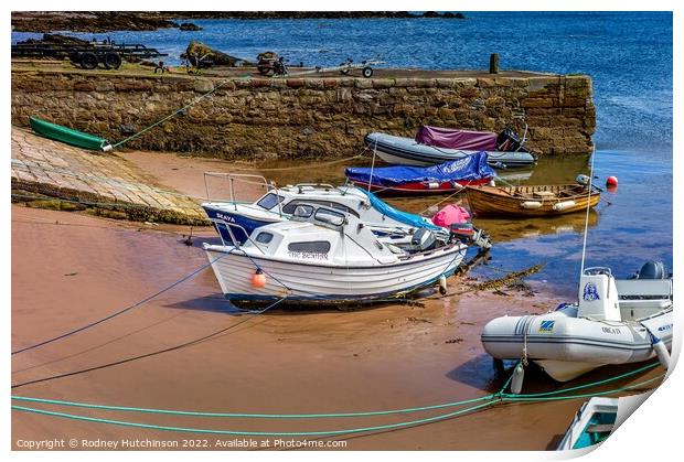 Tranquil Boats in Sheltered Harbour Print by Rodney Hutchinson