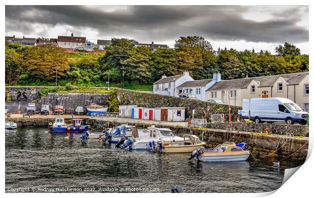 Serenity at Dunure Harbour Print by Rodney Hutchinson