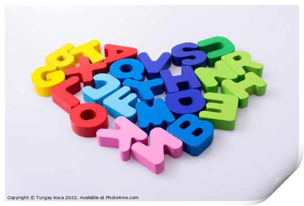 Colorful letter blocks shape heart Print by Turgay Koca