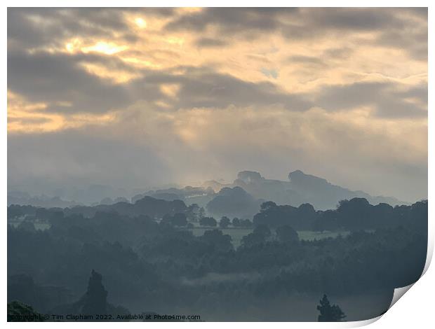 Amazing sky over a misty morning Print by Tim Clapham