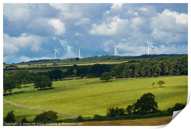 Wind Turbines on the Skyline of a Rural Landscape. Print by Steve Gill