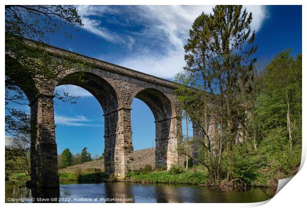 Defunct Arched Railway Line Crossing Over a River. Print by Steve Gill