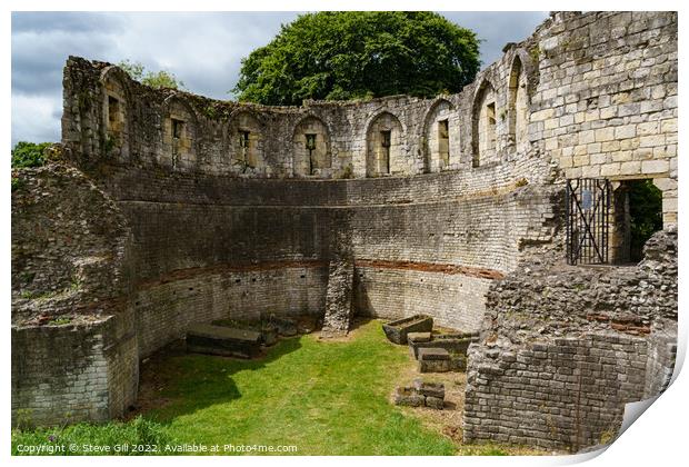 Multangular Tower Roman Fortress remains in York.  Print by Steve Gill