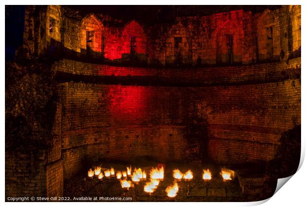 Floodlit Multangular Tower Fortress Glowing Red an Print by Steve Gill