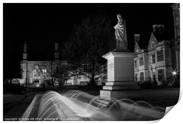 William Etty Statue Looking Ghostly at Night in York. Print by Steve Gill