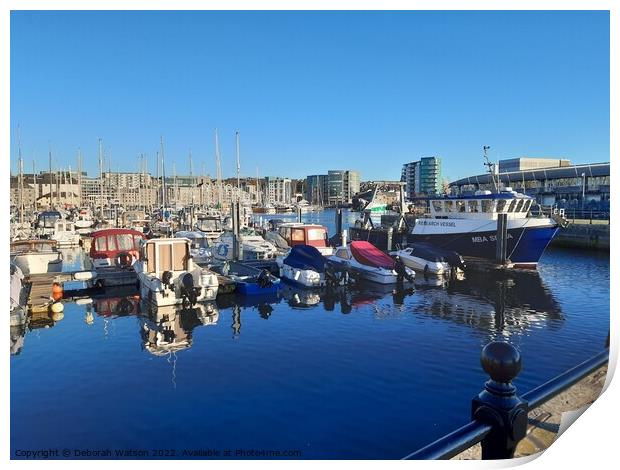 Sutton Harbour Marina, Plymouth Print by Deborah Watson