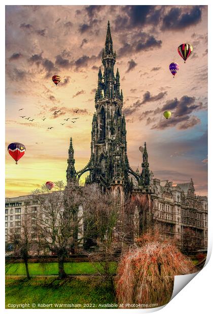 Majestic Hot Air Balloons Over Edinburgh Print by RJW Images