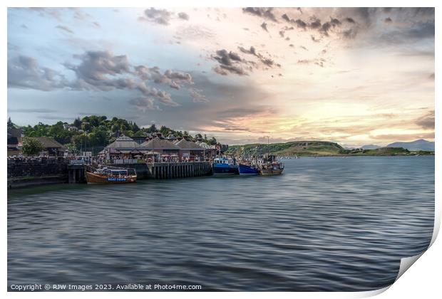 Sunset over Obans Fishing Boats Print by RJW Images