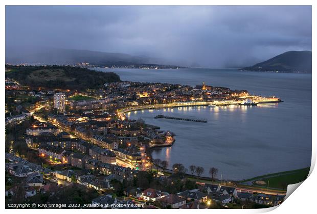 Gourock to Argyll in the evening Print by RJW Images