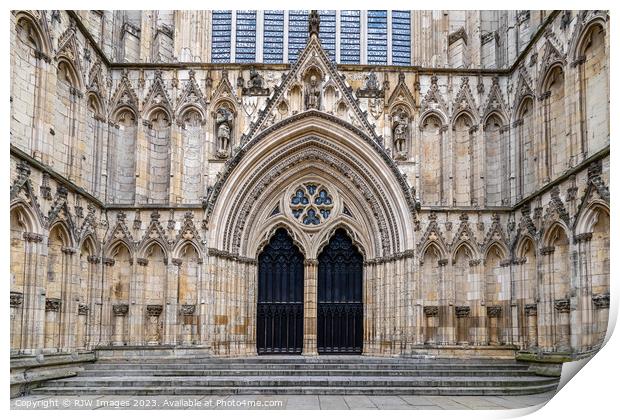York Minster West Front Doors Print by RJW Images