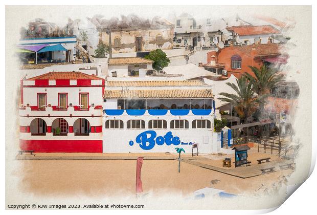 Algarve's Carvoeiro Beach: Watercolour Dream Print by RJW Images