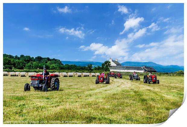 Vintage Tractors in the Scottish Landscape Print by RJW Images