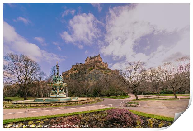 Edinburgh Castle from Princes St Gardens Print by RJW Images