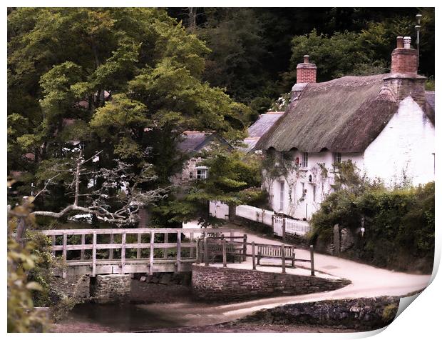 Helford Thatched Cottage Print by Kate Lake