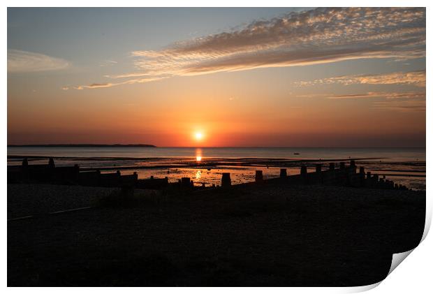 Whitstable Beach Sunset Print by Kate Lake