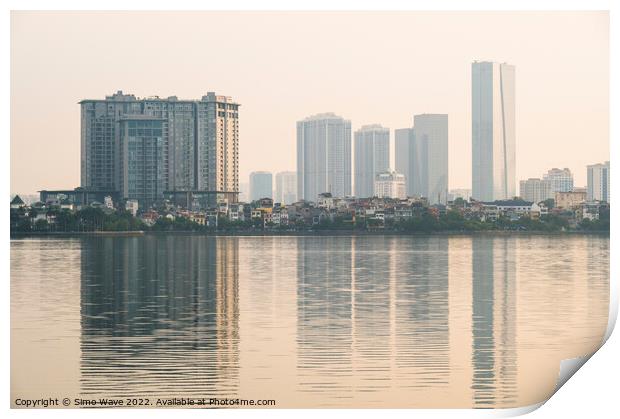 Hanoi skyline Print by Simo Wave