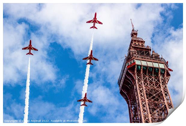 Red Arrows in Blackpool Print by David Aspinall